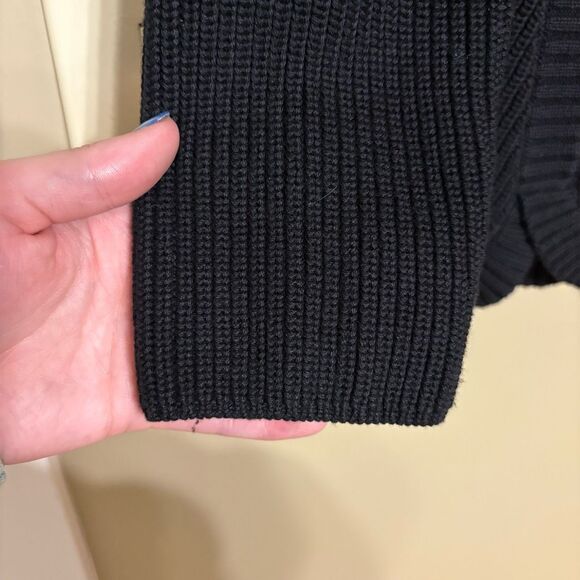 Talbots Women’s Black Cotton Blend Ribbed Cowl Neck Sweater Petite Medium - Picture 5 of 10